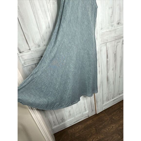 CP SHADES TEAL HATCHED 100% LINEN SLEEVELESS LIGHT AIRY LAGENLOOK MIDI DRESS S - Picture 11 of 16